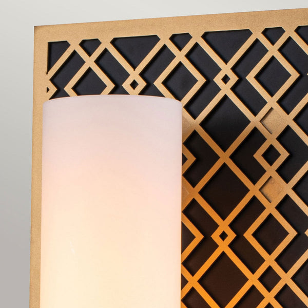 Ziggy Single IP44 Wall Light in Gold and Black with White Opal Glass Diffuser