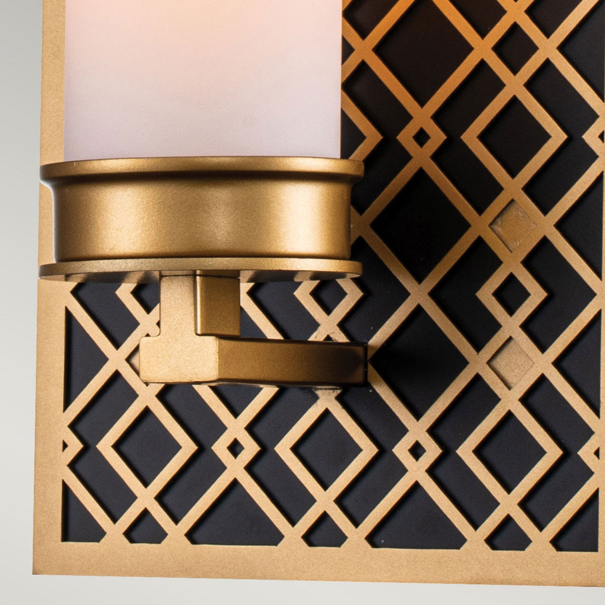 Ziggy Single IP44 Wall Light in Gold and Black with White Opal Glass Diffuser