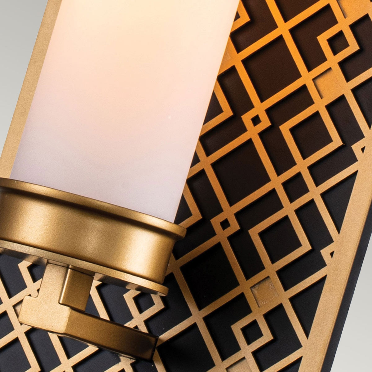 Ziggy Single IP44 Wall Light in Gold and Black with White Opal Glass Diffuser