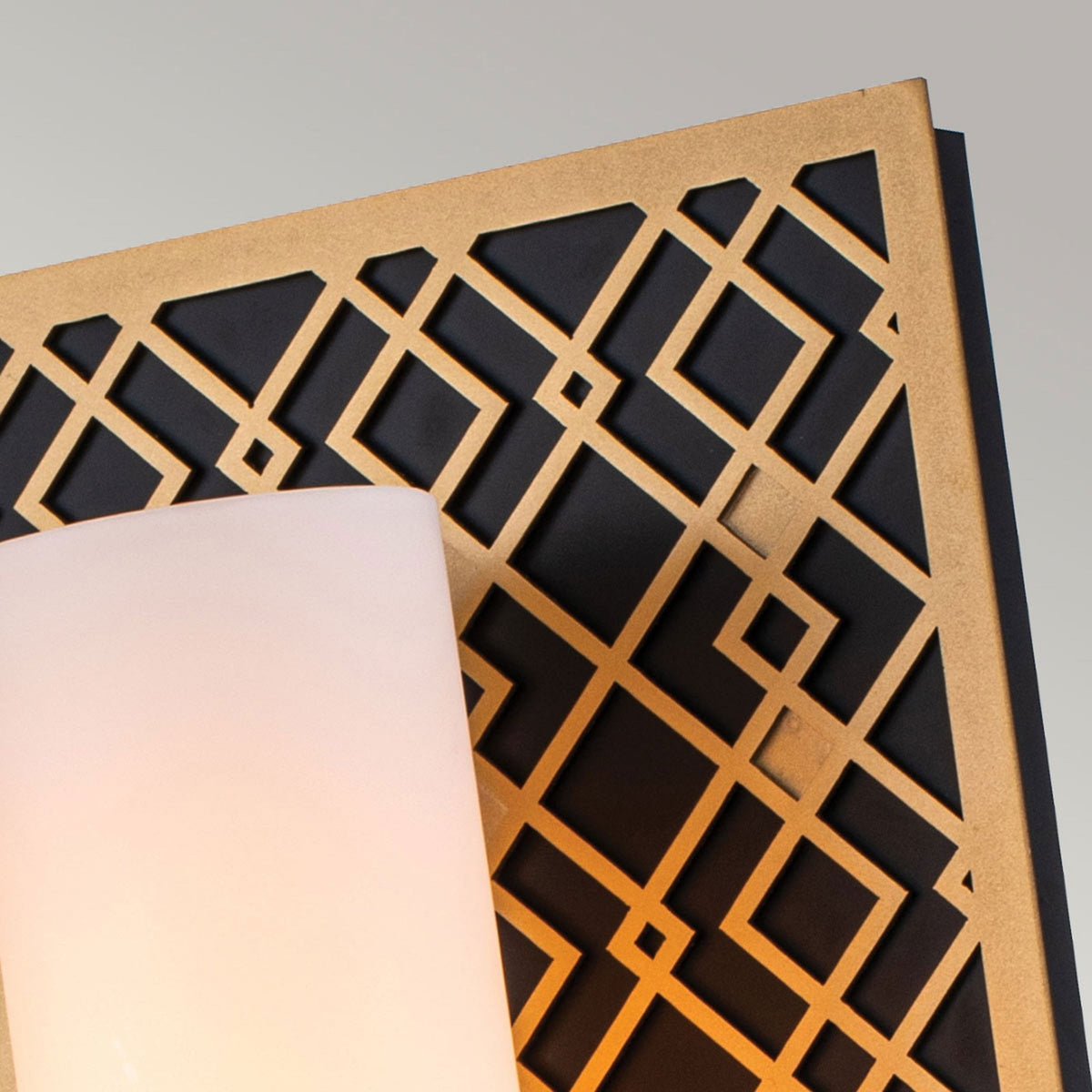 Ziggy Single IP44 Wall Light in Gold and Black with White Opal Glass Diffuser
