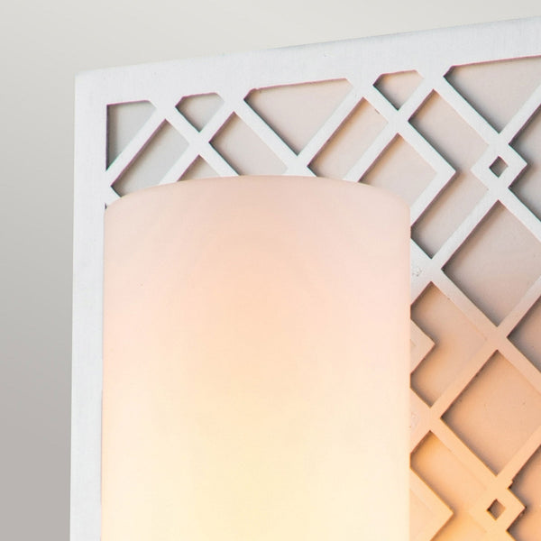 Ziggy Single IP44 Wall Light in Silver with White Opal Glass Diffuser