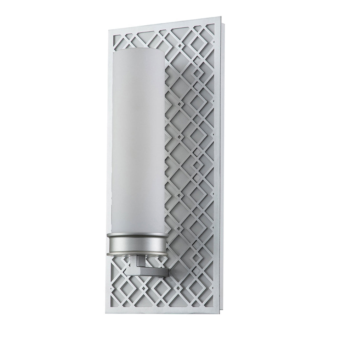 Ziggy Single IP44 Wall Light in Silver with White Opal Glass Diffuser