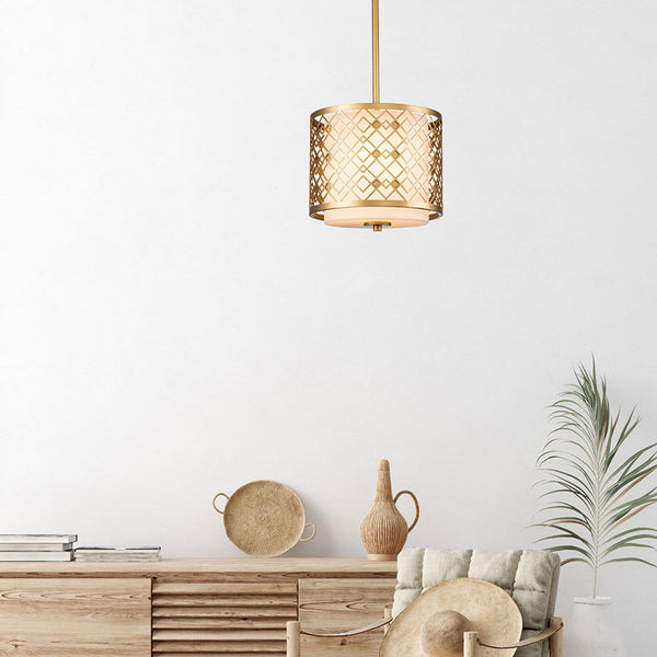 Ziggy Small Duo Mount Pendant or Semi Flush in Gold with White Opal Glass Diffuser