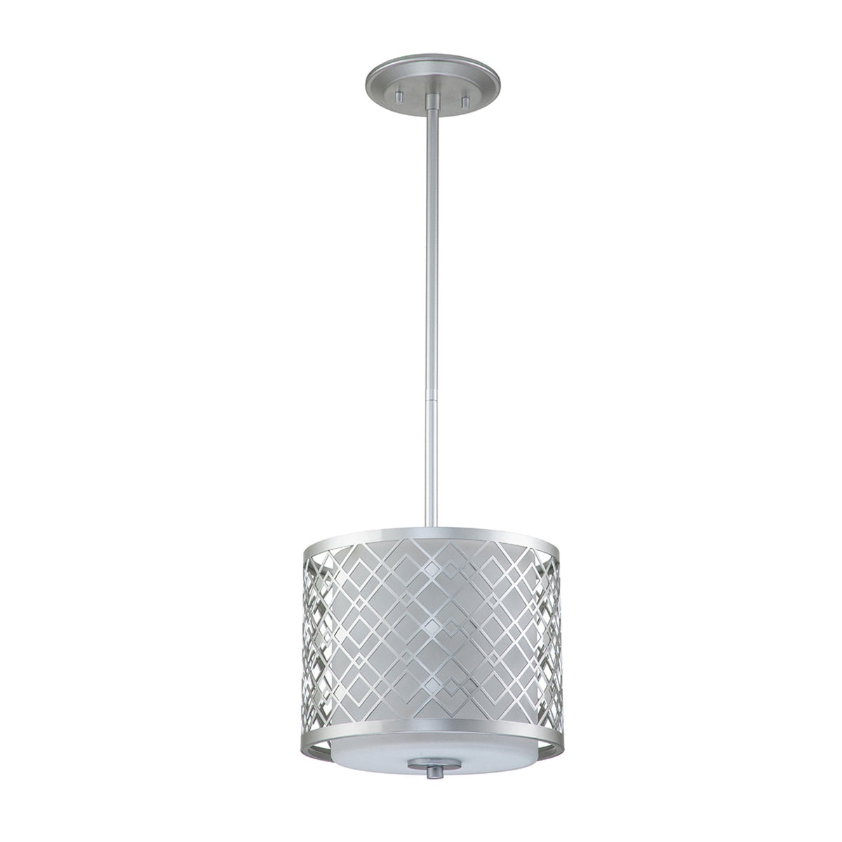 Ziggy Small Duo Mount Pendant or Semi Flush in Silver with White Opal Glass Diffuser