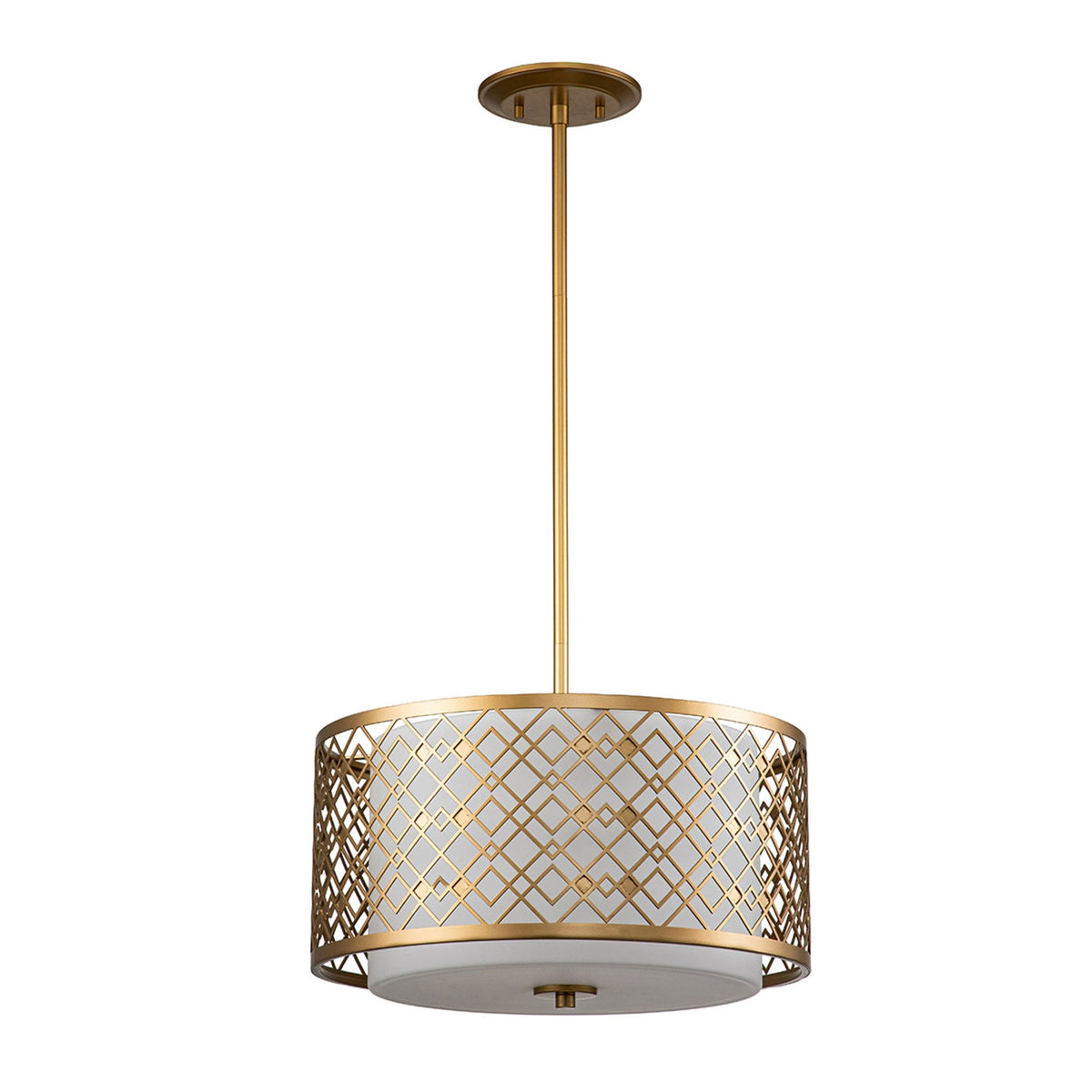Ziggy Medium Duo Mount Pendant or Semi Flush in Gold with White Opal Glass Diffuser