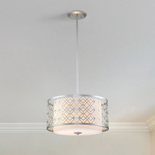 Ziggy Medium Duo Mount Pendant or Semi Flush in Silver with White Opal Glass Diffuser