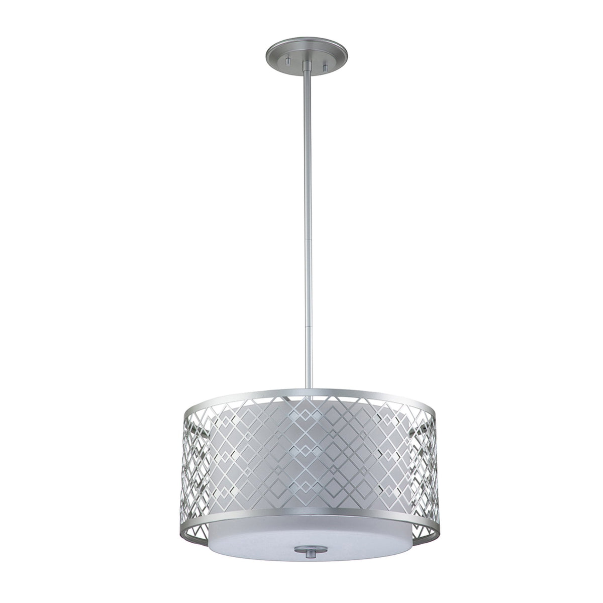 Ziggy Medium Duo Mount Pendant or Semi Flush in Silver with White Opal Glass Diffuser