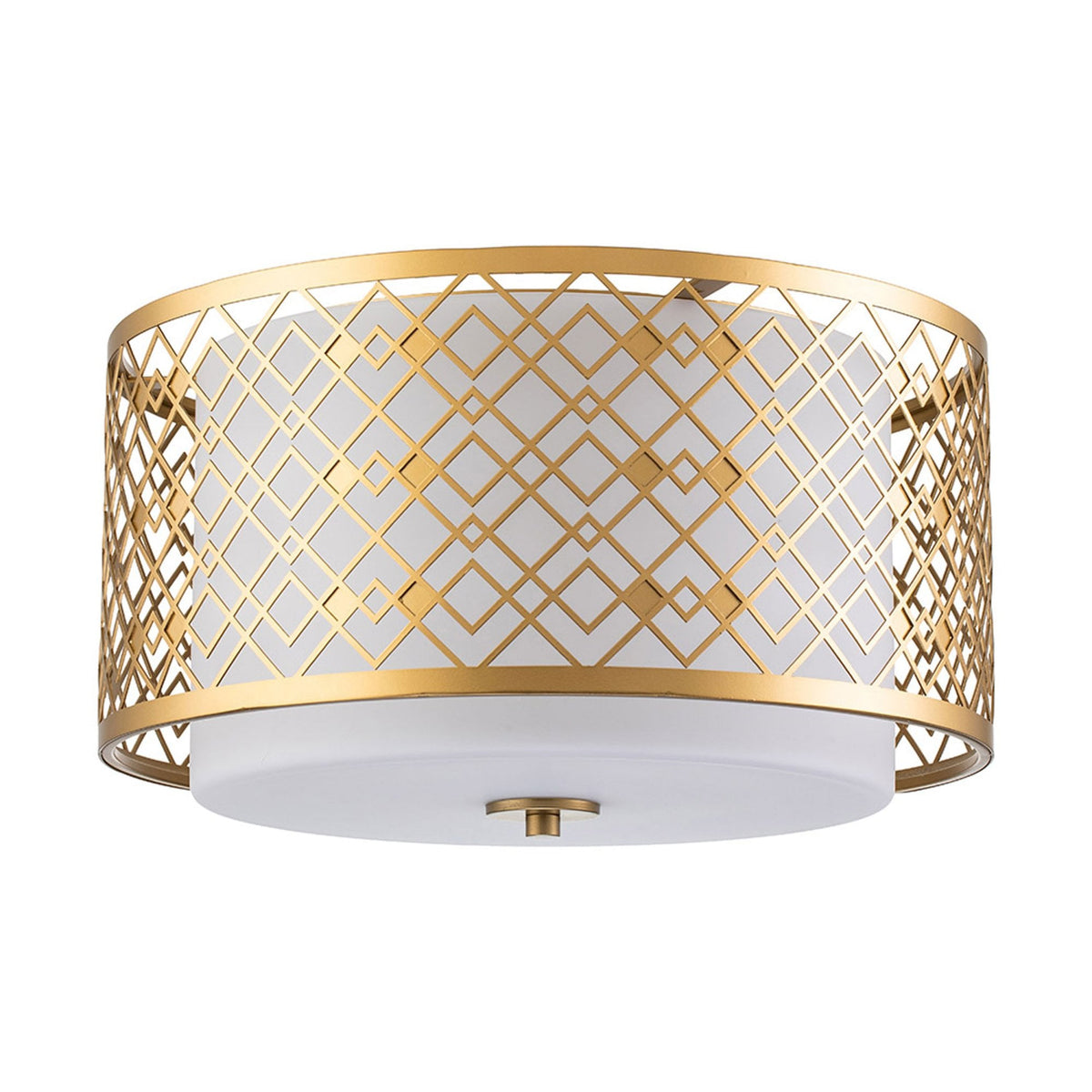 Ziggy Medium Flush in Gold with White Opal Glass Diffuser