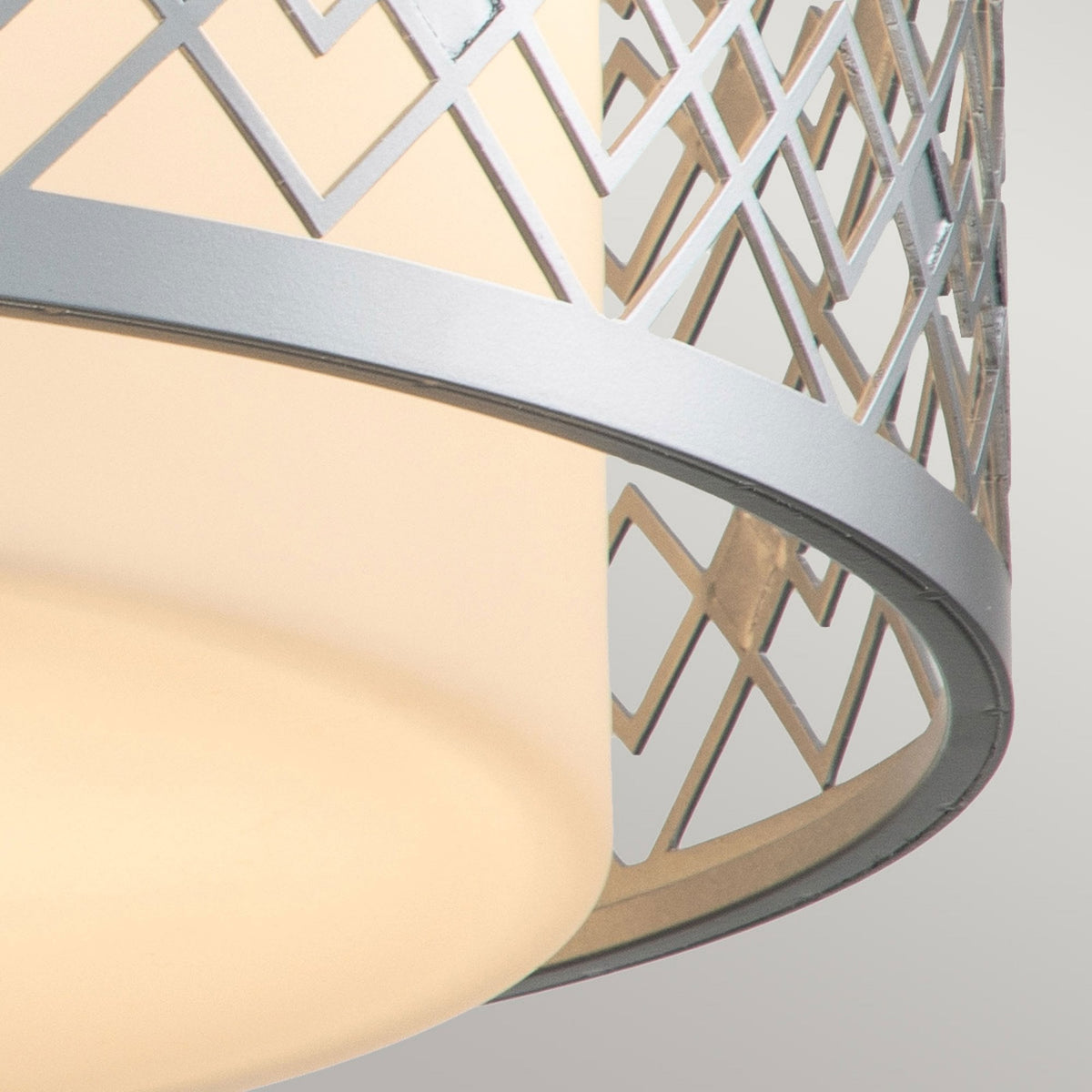 Ziggy Medium Flush in Silver with White Opal Glass Diffuser