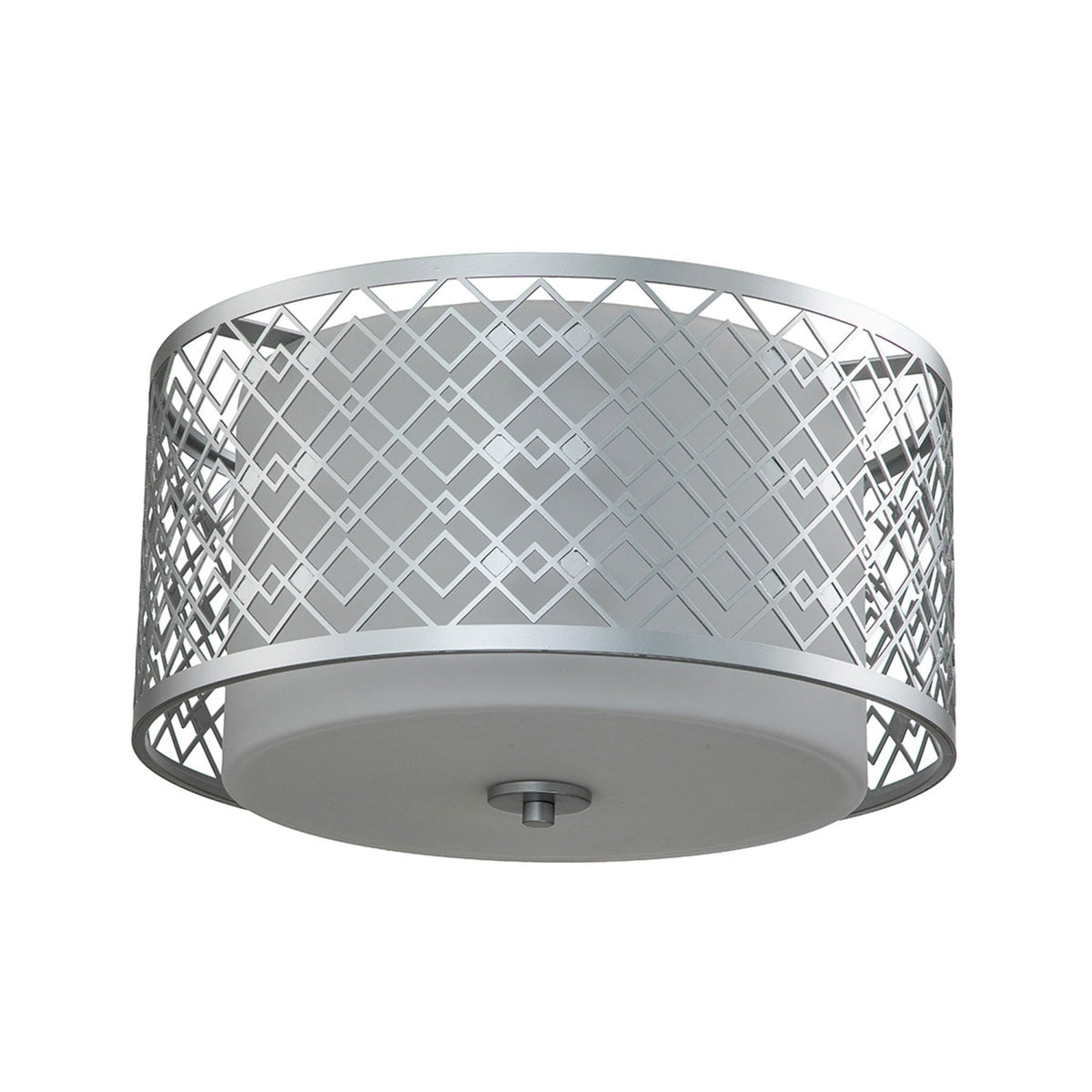 Ziggy Medium Flush in Silver with White Opal Glass Diffuser