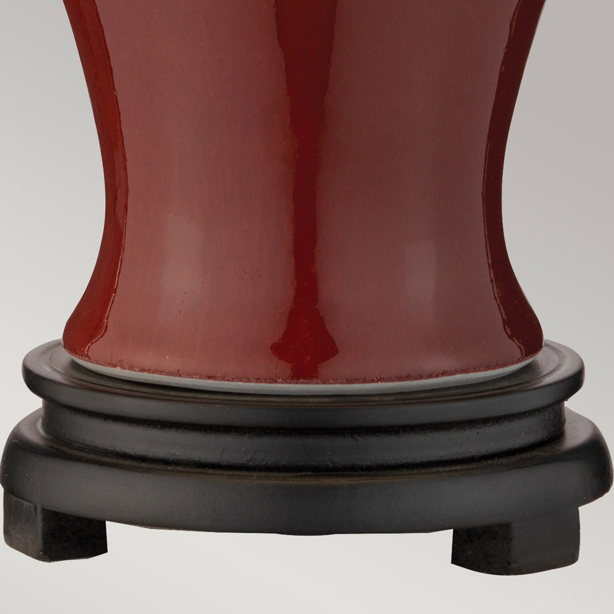 Majin Porcelain Table Lamp in Oxblood Red with Cream Shade