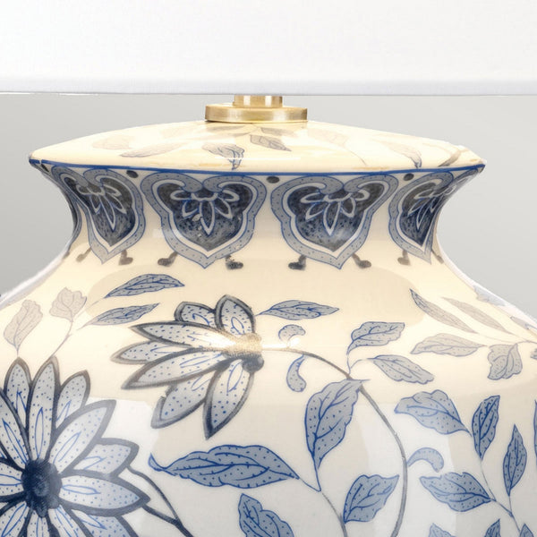Ying Table Lamp with Blue and White Coloured Porcelain & White Shade