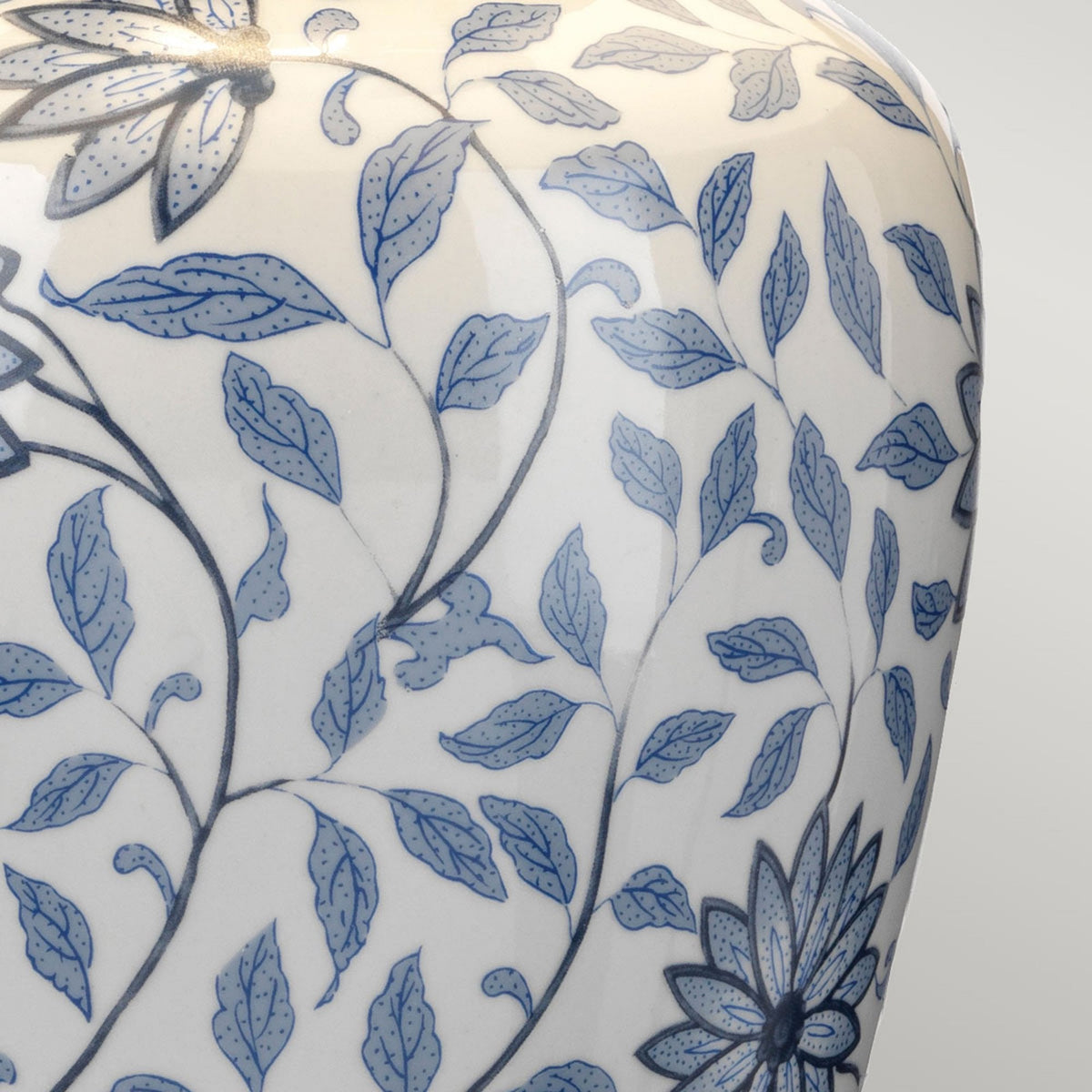 Ying Table Lamp with Blue and White Coloured Porcelain & White Shade