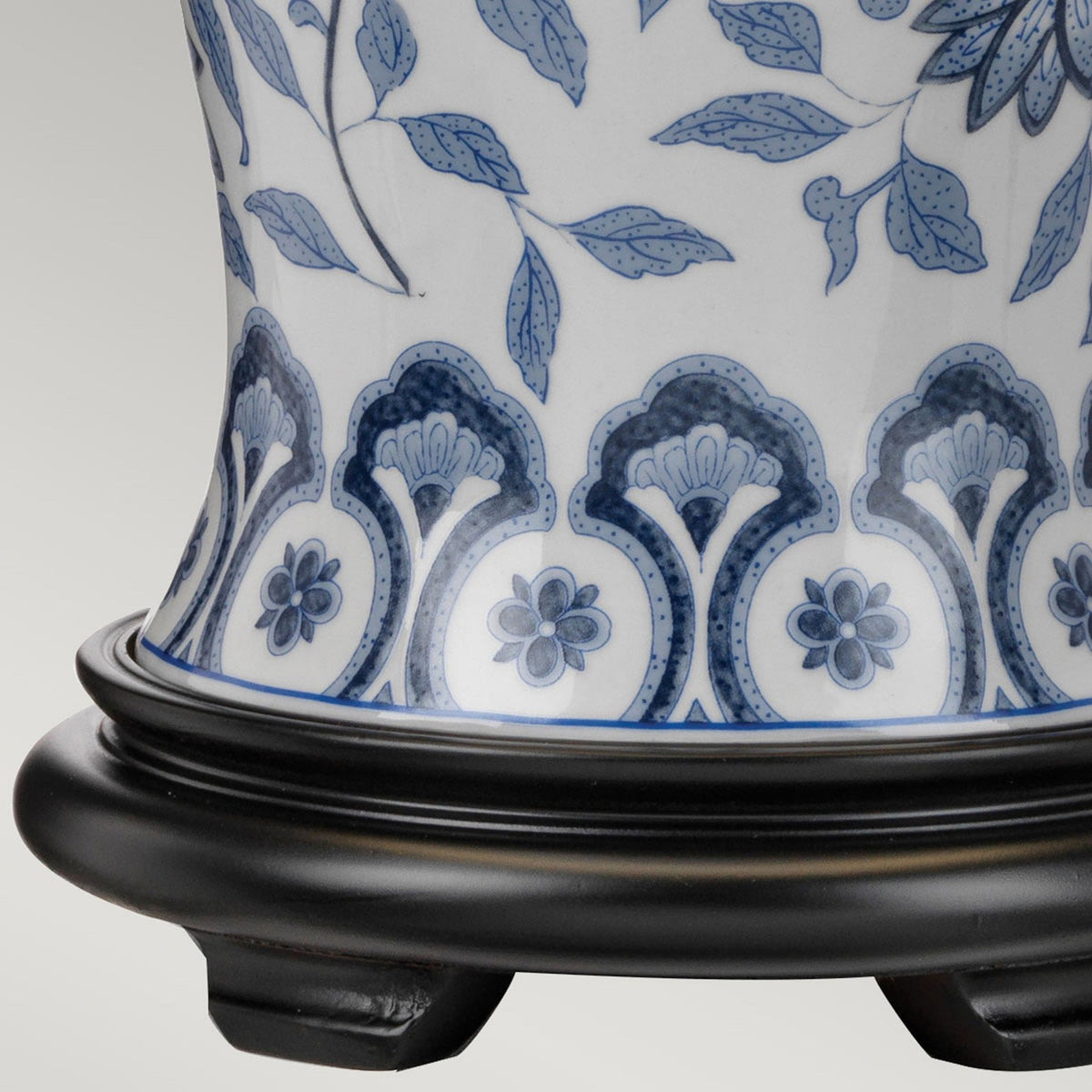 Ying Table Lamp with Blue and White Coloured Porcelain & White Shade