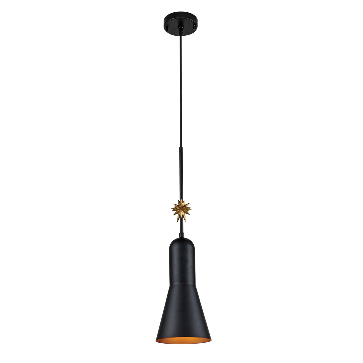 Etoile Medium Pendant in Matte Black and Gold Leaf