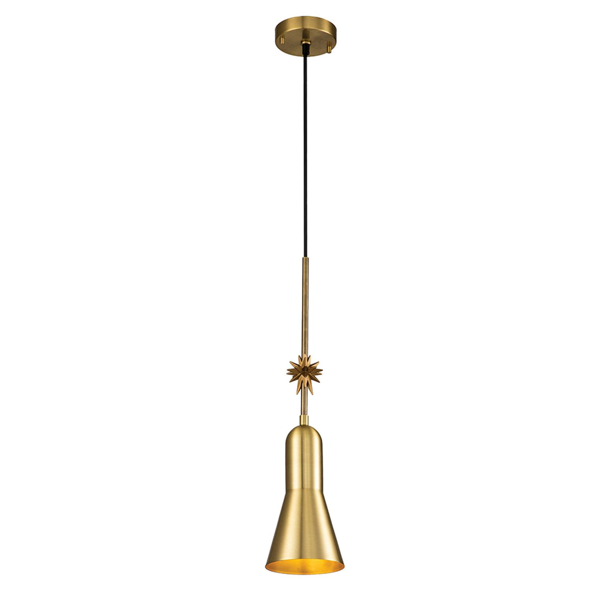 Etoile Small Pendant in Aged Brass and Gold Leaf