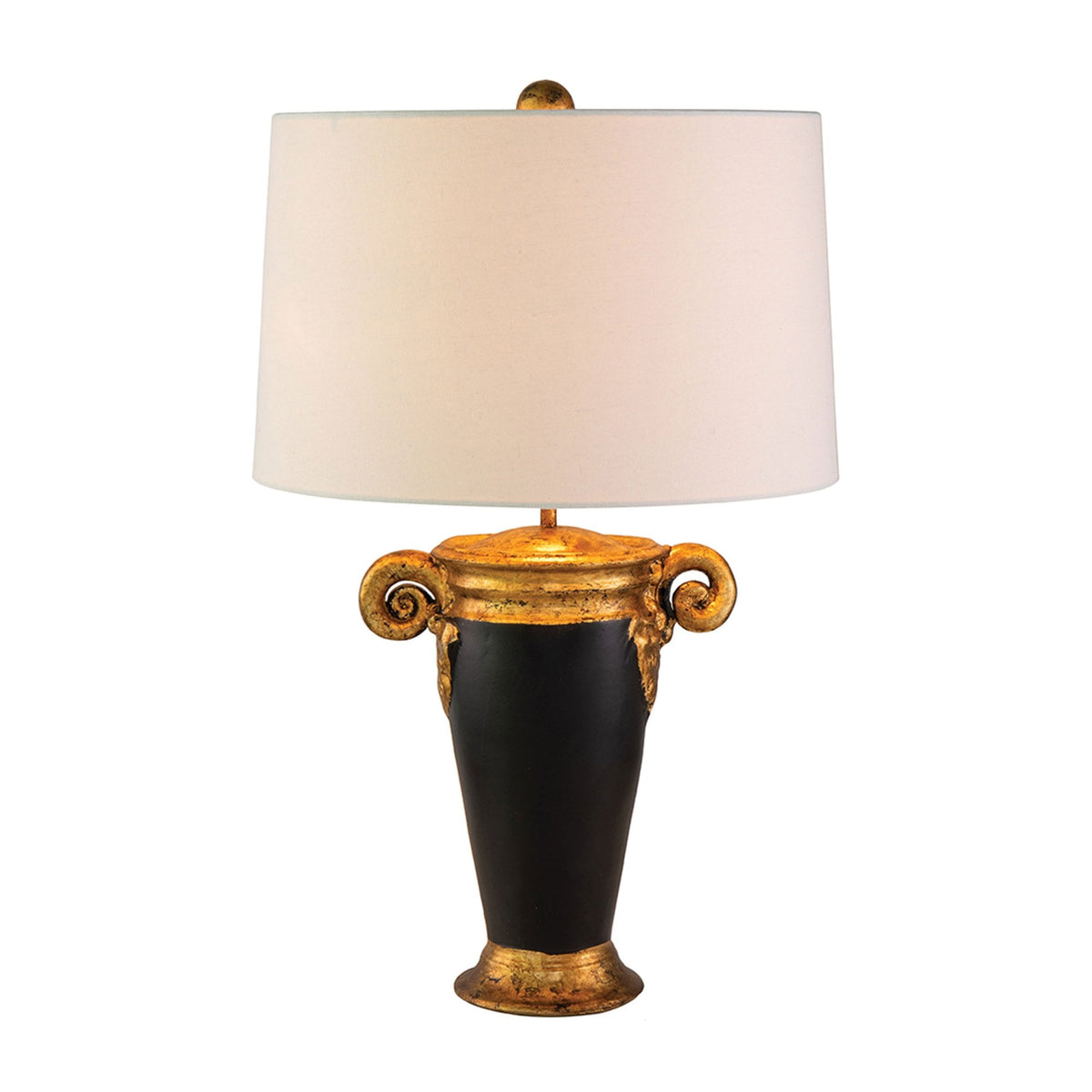 Gallier Table Lamp in Black and Gold with a White Shade