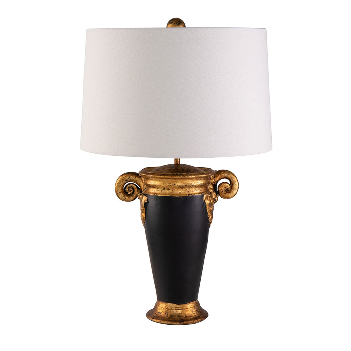 Gallier Table Lamp in Black and Gold with a White Shade