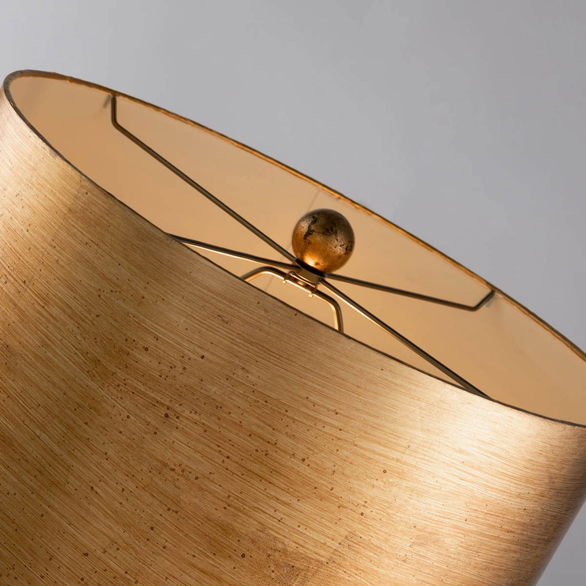 Jackson Table Lamp in Antiqued Silver with Gold Leaf Accents and Distressed Gold Shade