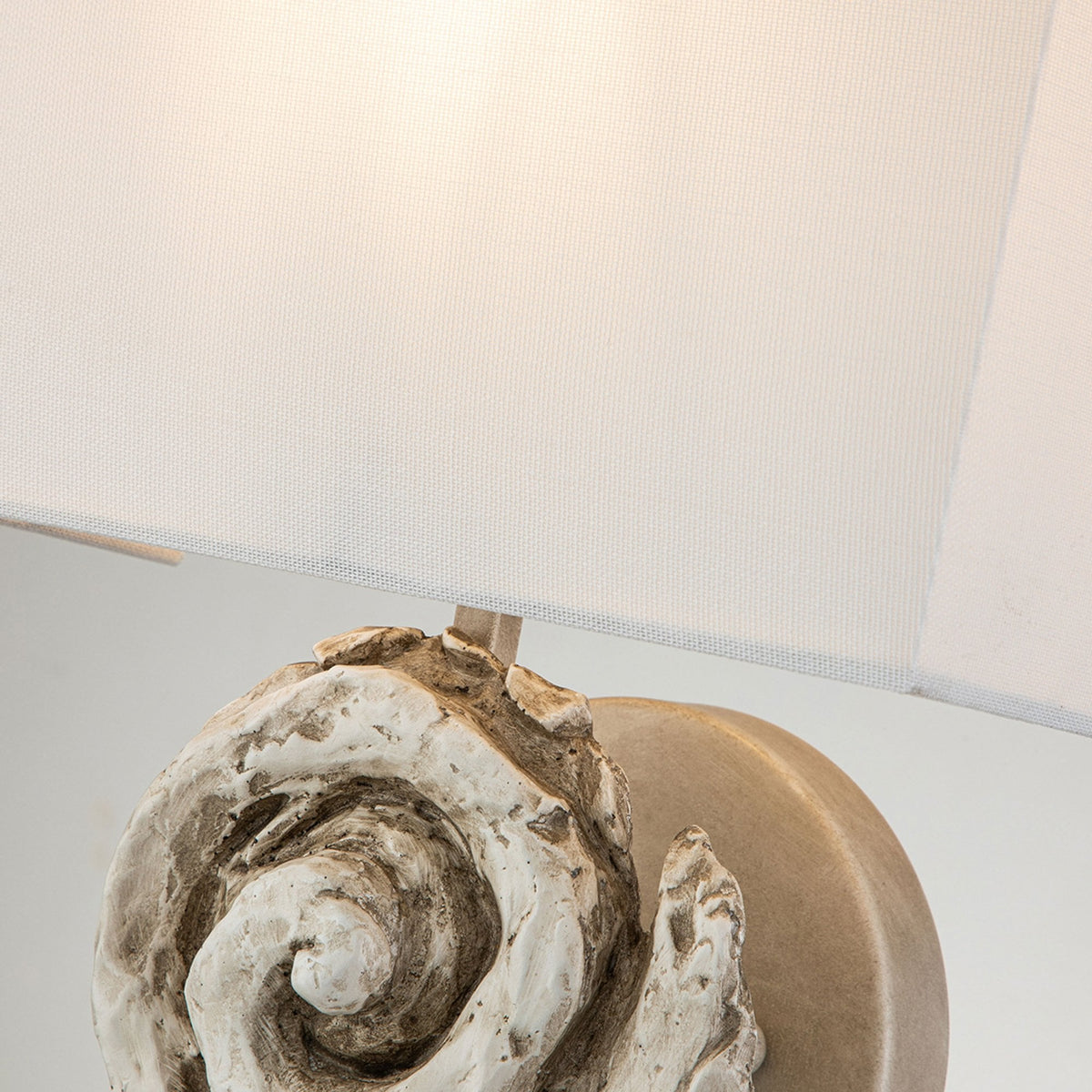 Swirl Large Wall Light in an Antiqued Bone White Finish with Linen Shade