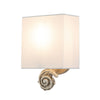 Swirl Small Wall Light in an Antiqued Bone White Finish with Linen Shade