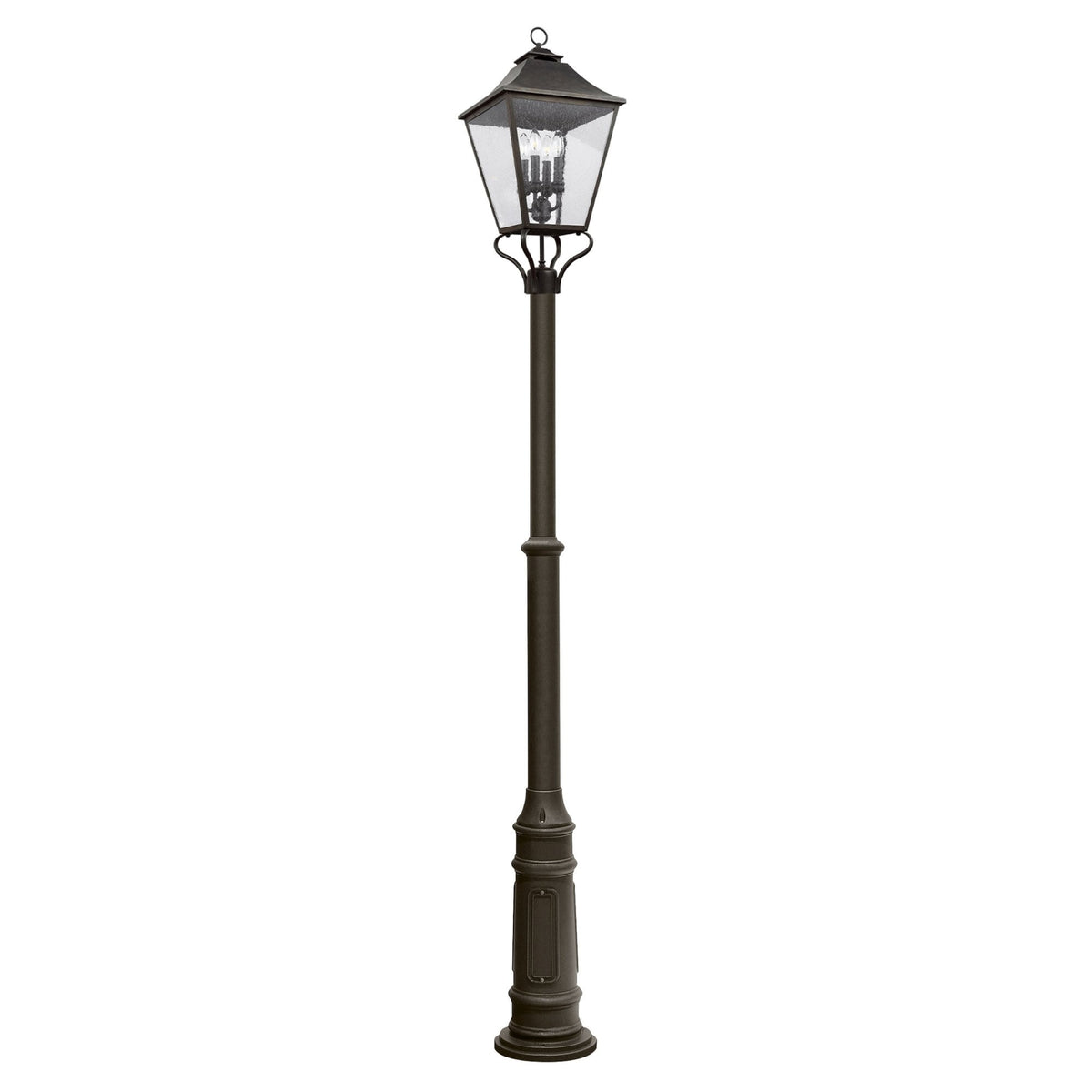 Galena 4 Light Lamp Post in Sable Finish with Seeded Glass Panes