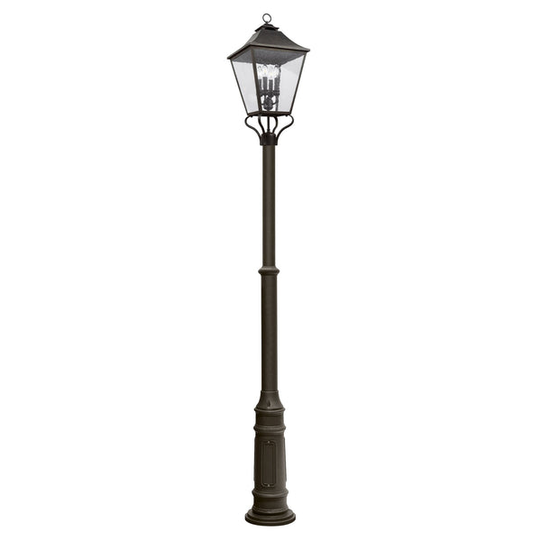 Galena 4 Light Lamp Post in Sable Finish with Seeded Glass Panes
