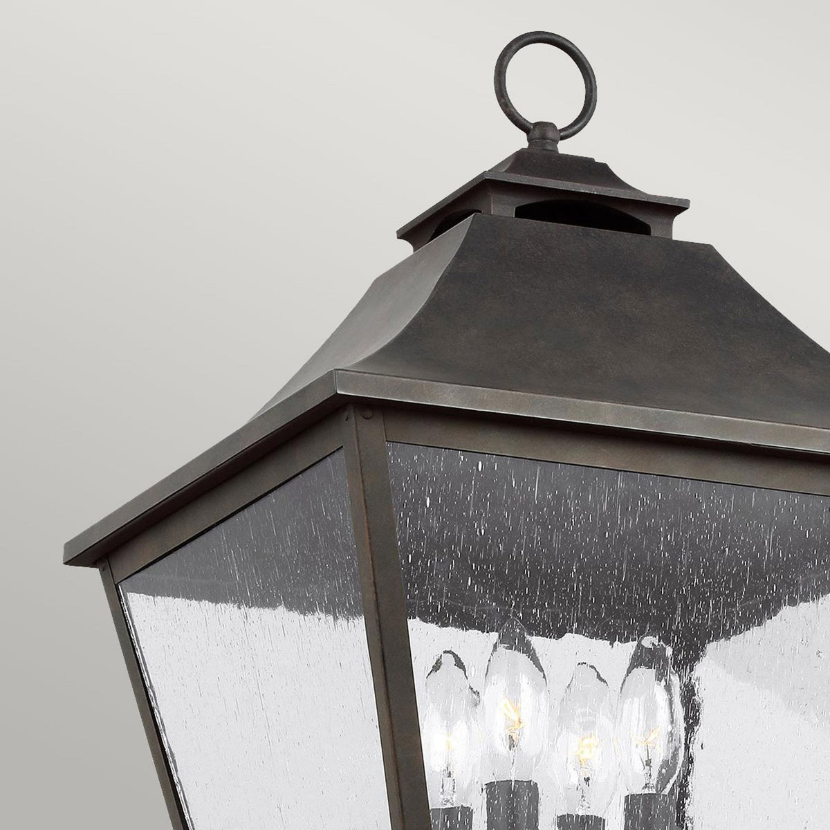 Galena 4 Light Lamp Post in Sable Finish with Seeded Glass Panes