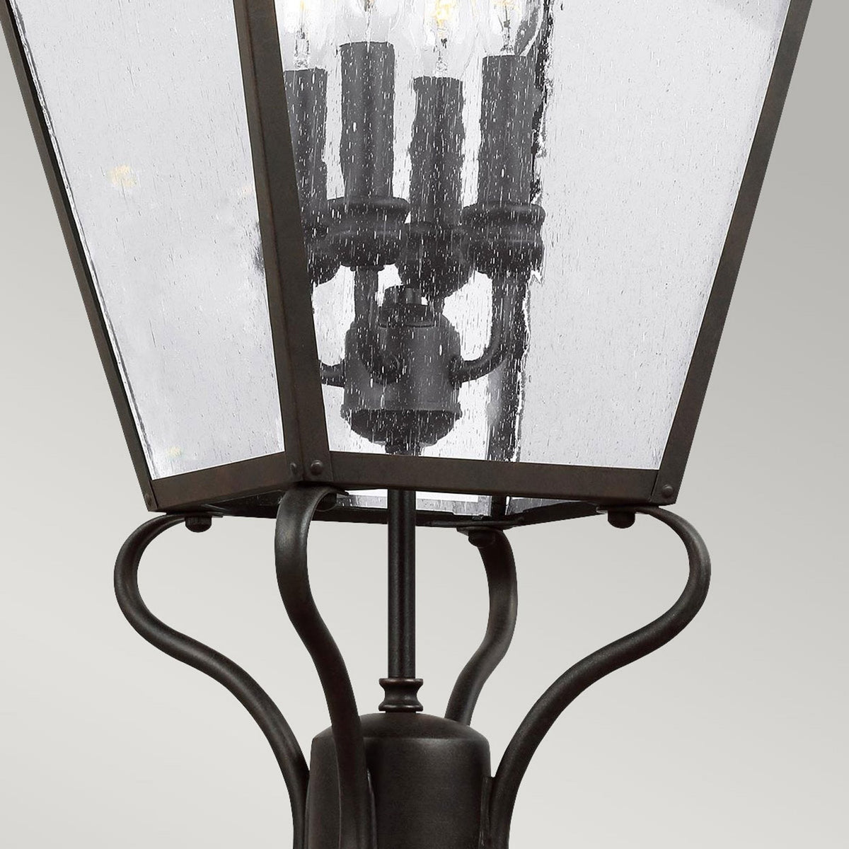 Galena 4 Light Lamp Post in Sable Finish with Seeded Glass Panes