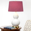 Isla Table Lamp in White with Aged Brass Metalwork and Bloom Purple Shade