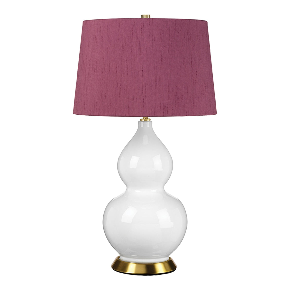 Isla Table Lamp in White with Aged Brass Metalwork and Bloom Purple Shade