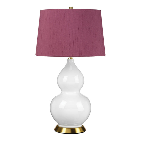 Isla Table Lamp in White with Aged Brass Metalwork and Bloom Purple Shade