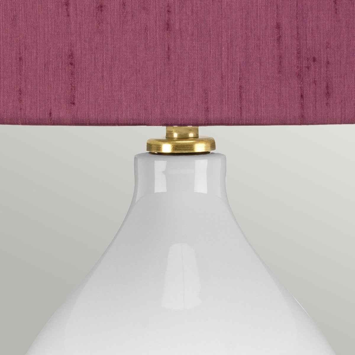 Isla Table Lamp in White with Aged Brass Metalwork and Bloom Purple Shade