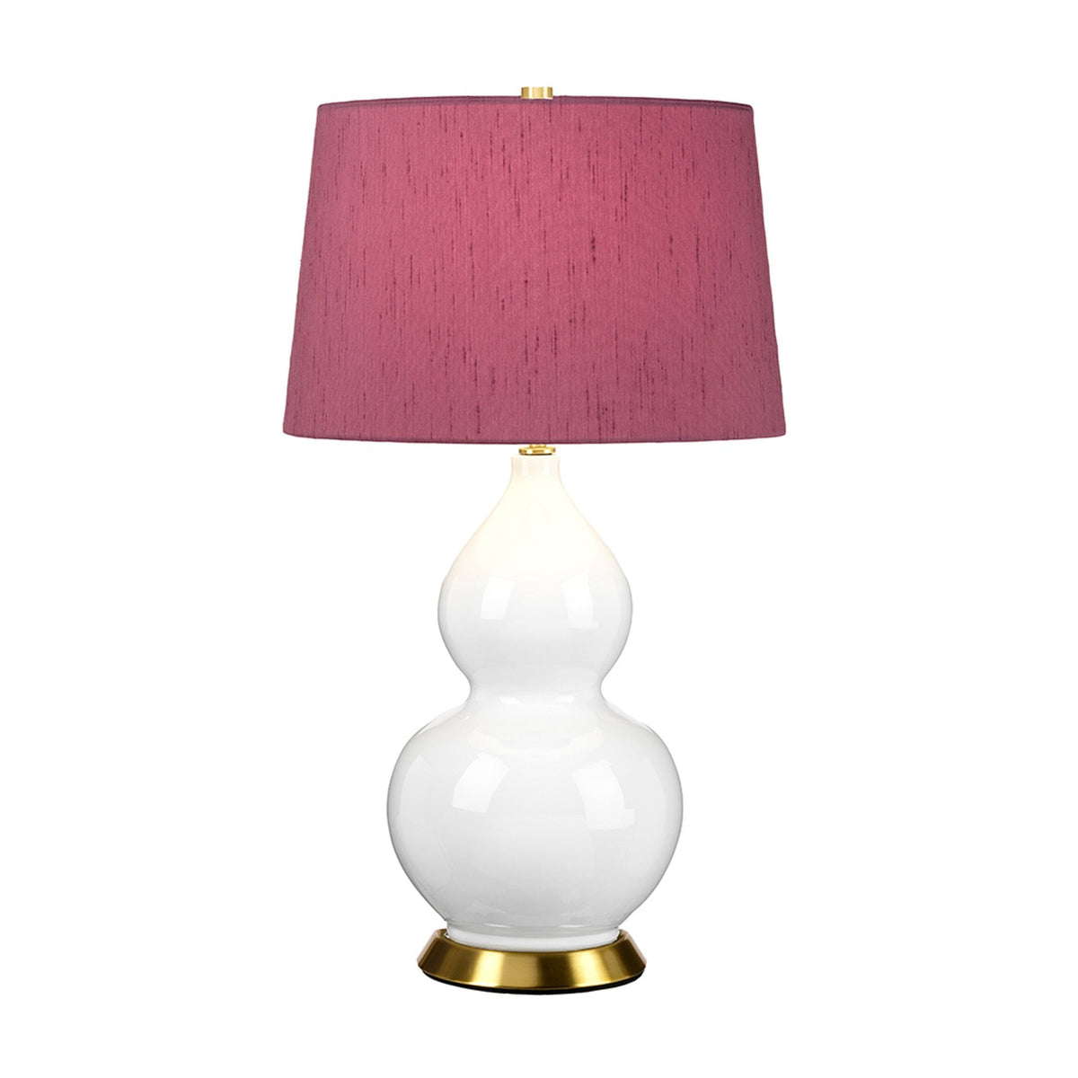 Isla Table Lamp in White with Aged Brass Metalwork and Bloom Purple Shade