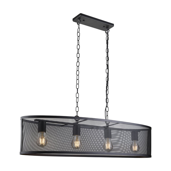 Fishnet 4 Light Oval Pendant In Matt Black