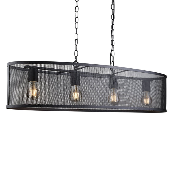 Fishnet 4 Light Oval Pendant In Matt Black