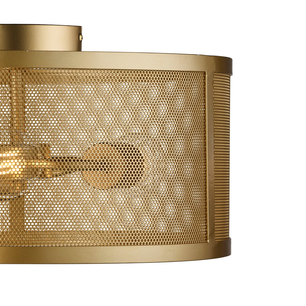 Fishnet 3 Light Semi Flush Ceiling Light In Matt Gold