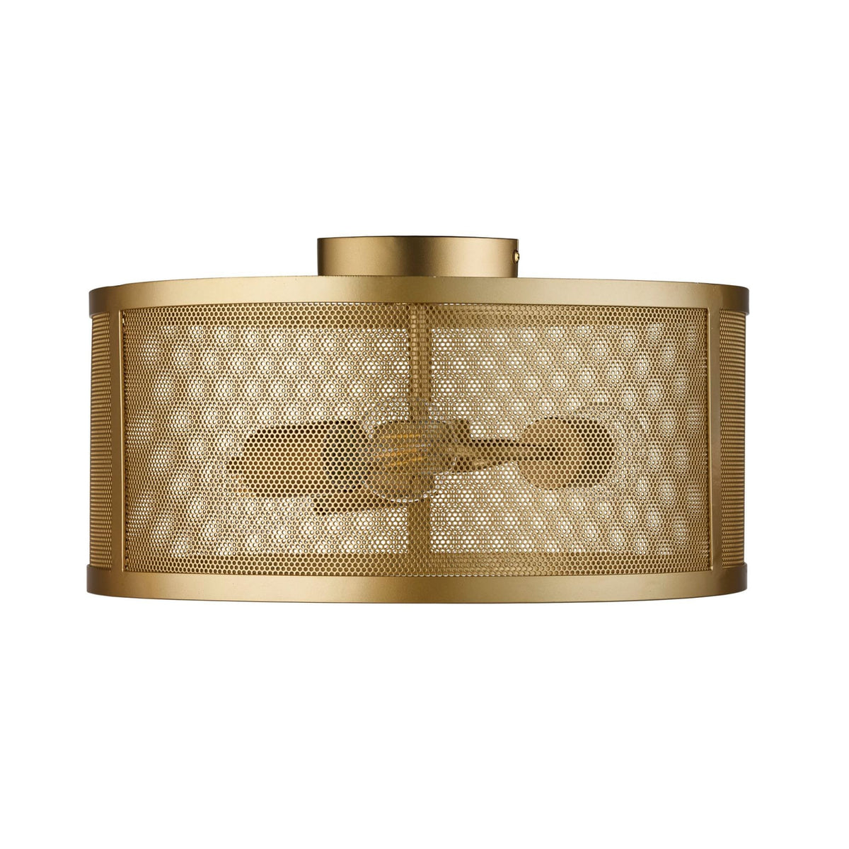 Fishnet 3 Light Semi Flush Ceiling Light In Matt Gold
