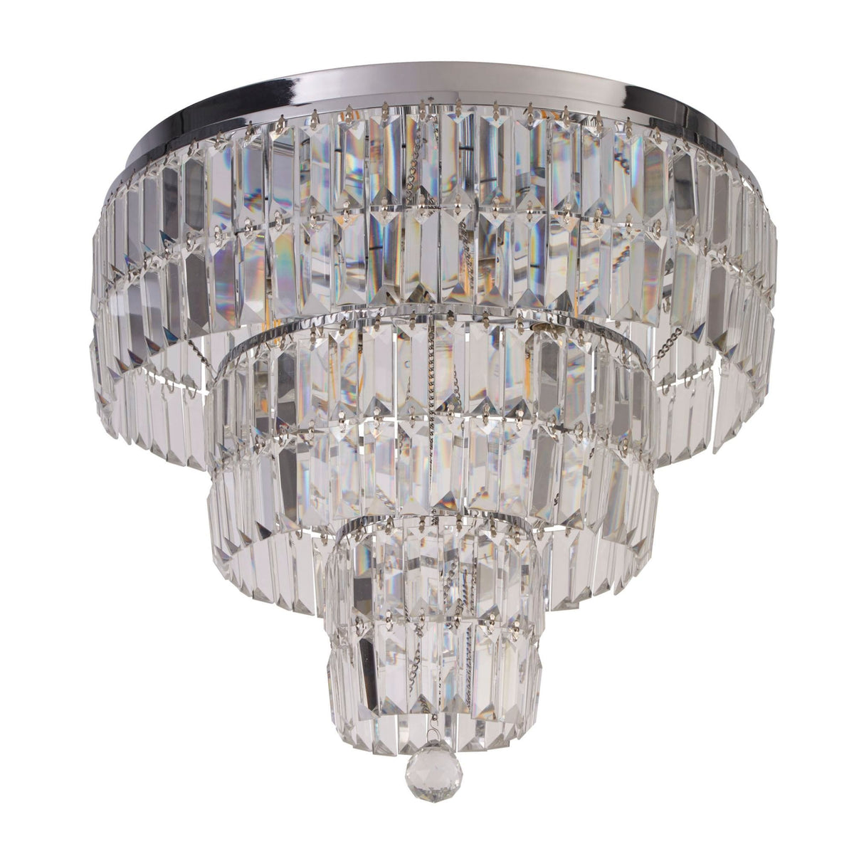 Empire IP44 6 Light Semi Flush Bathroom Ceiling Light In Polished Chrome & Crystal