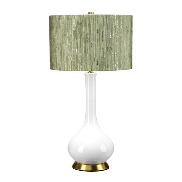 Milo Table Lamp with Aged Brass Metalwork and Reflection Thyme Pattern Shade