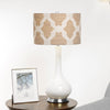 Milo Table Lamp with Polished Nickel Metalwork and Overture Thistle Pattern Shade