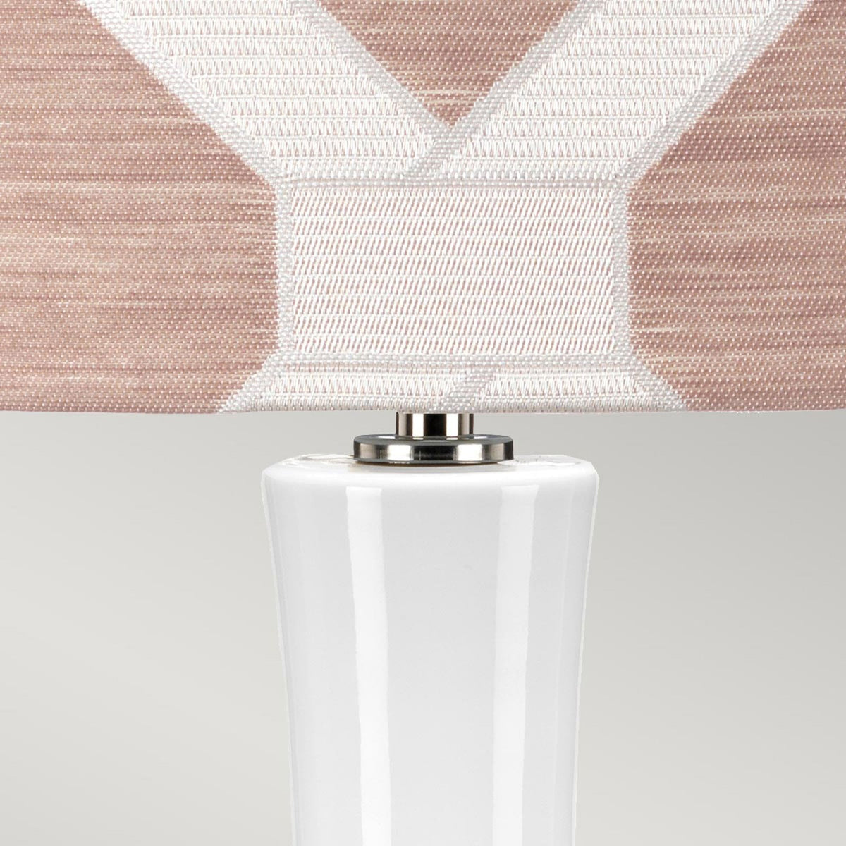 Milo Table Lamp with Polished Nickel Metalwork and Overture Thistle Pattern Shade