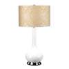 Milo Table Lamp with Polished Nickel Metalwork and Piazze Summer Breeze Pattern Shade