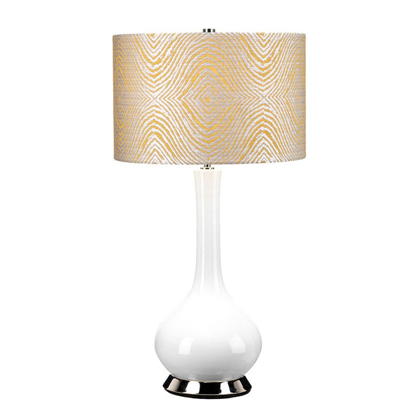 Milo Table Lamp with Polished Nickel Metalwork and Piazze Summer Breeze Pattern Shade
