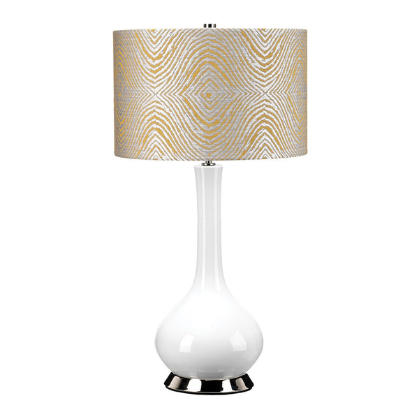 Milo Table Lamp with Polished Nickel Metalwork and Piazze Summer Breeze Pattern Shade