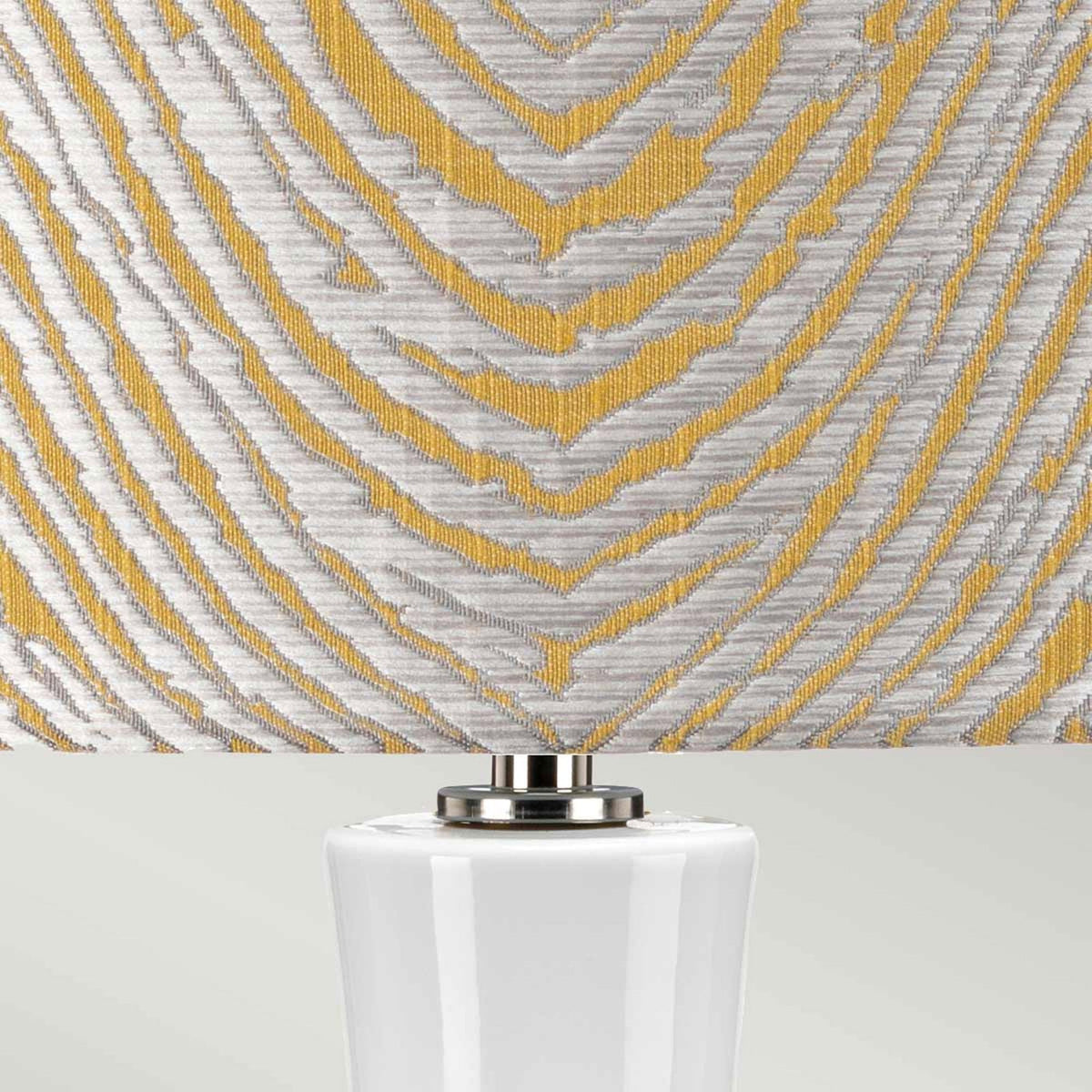Milo Table Lamp with Polished Nickel Metalwork and Piazze Summer Breeze Pattern Shade