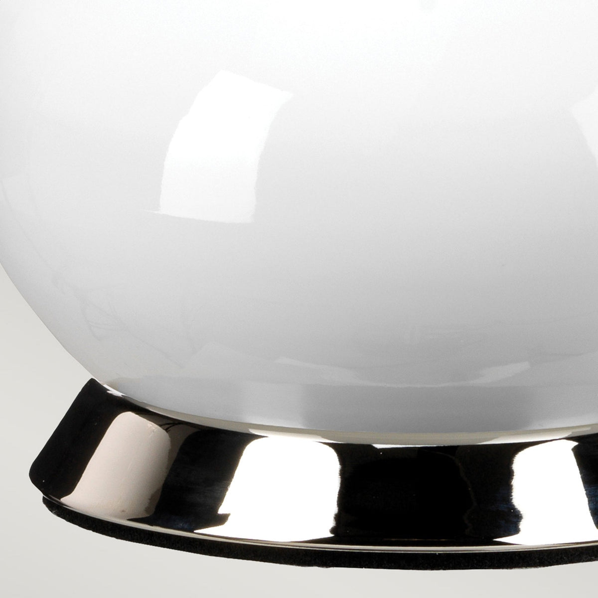 Milo Table Lamp with Polished Nickel Metalwork and Vogue Satin Chrome Pattern Shade