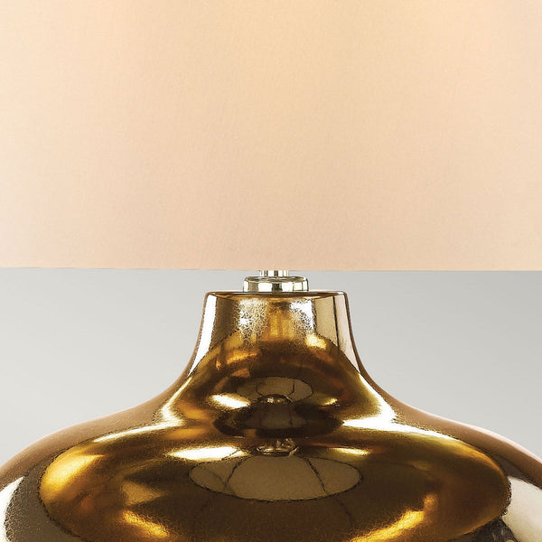 Ottoman Table Lamp with Lightly Crackled Bronze Metallic Glaze and Ivory Shade