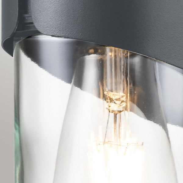 Porto Coastal Wall Light in Grey with Clear Glass Shade