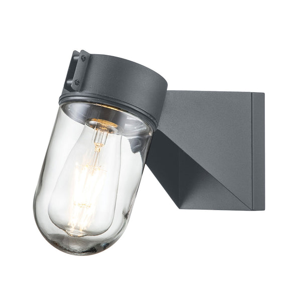 Portofino Coastal Wall Light in Grey with Clear Glass Shade